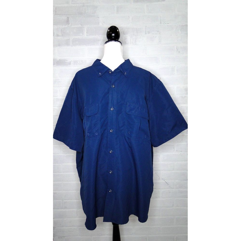 King Size ‎ Vented Back Pocket Front Outdoor Fishing Button Shirt Men's 3XL Big